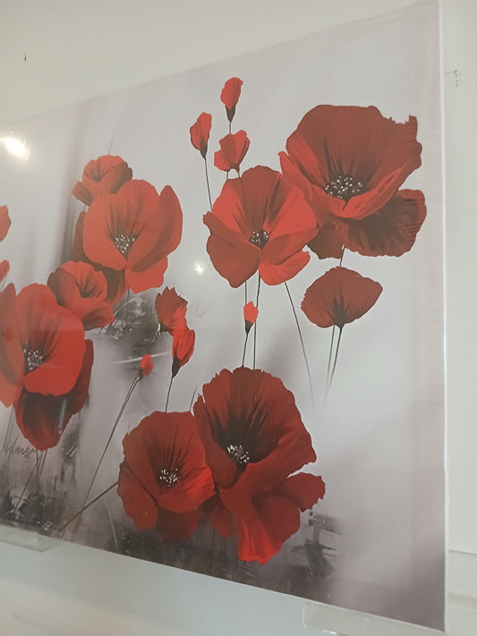 1pc Modern Floral Print - Red Poppy Canvas Wall Art