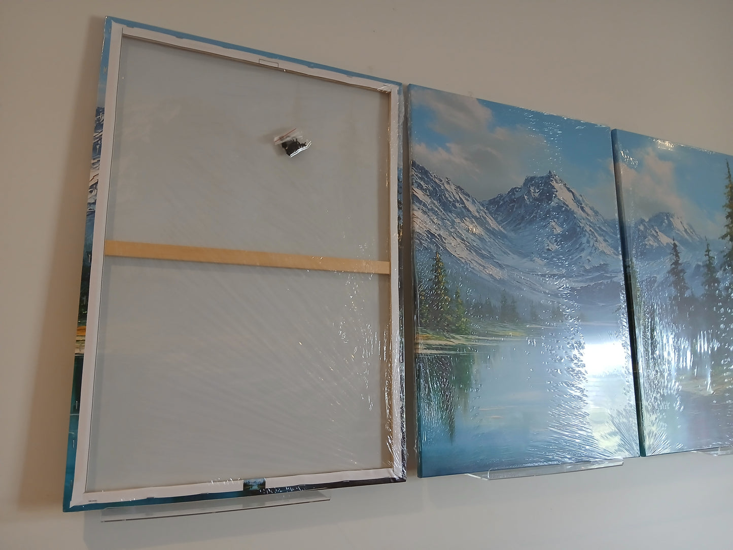 Snowy Mountain Landscape Canvas Prints with Forest Lake Scenery