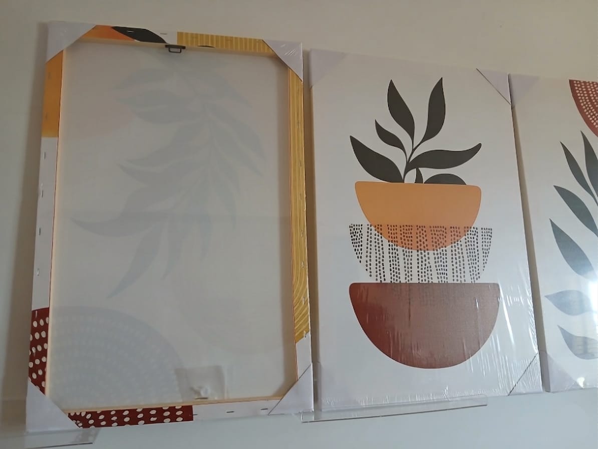 Boho Wall Art Set – Geometric & Plant Motif Canvas Prints