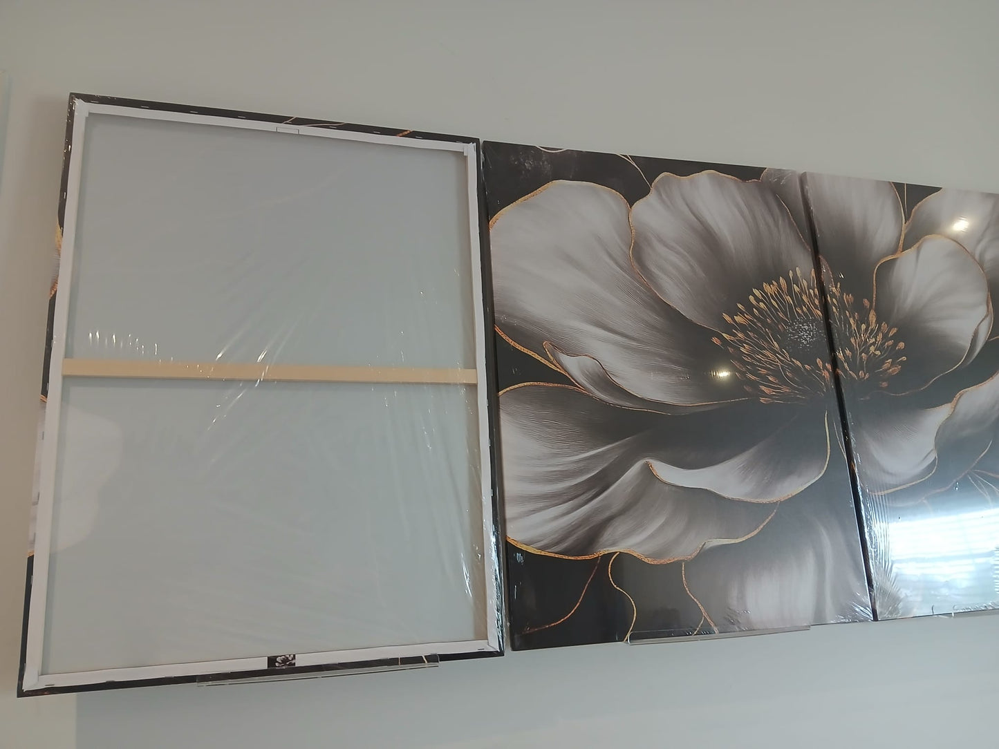 Elegant Black and Gold Floral Wall Art Set