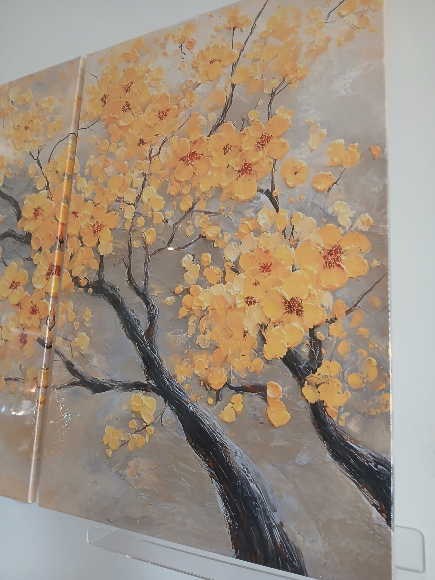 Yellow Floral Abstract Canvas Print Wall Art Set