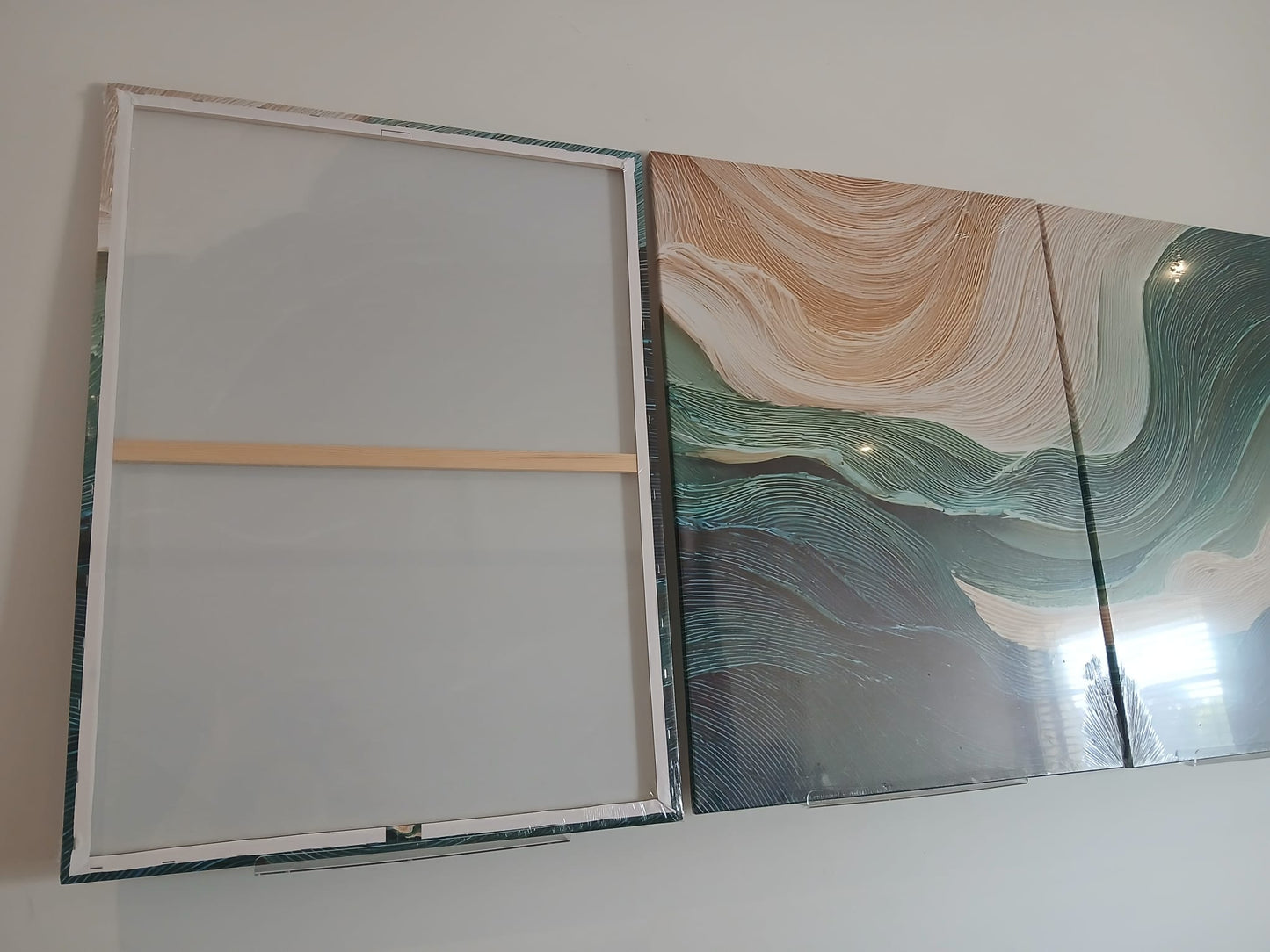 Teal Wave Abstract Canvas Print Wall Art Set