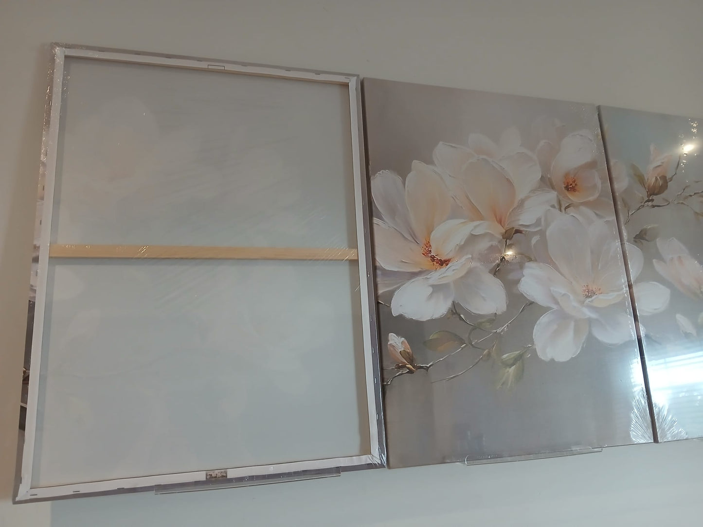 Soft Floral White Bloom Canvas Print Wall Art Set