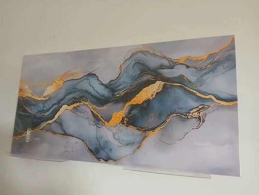 Blue & Gold Marble Abstract Canvas Print Wall Art