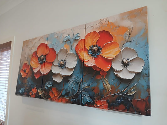 Bohemian Abstract Floral Canvas Print Wall Art – Textured Art Effect