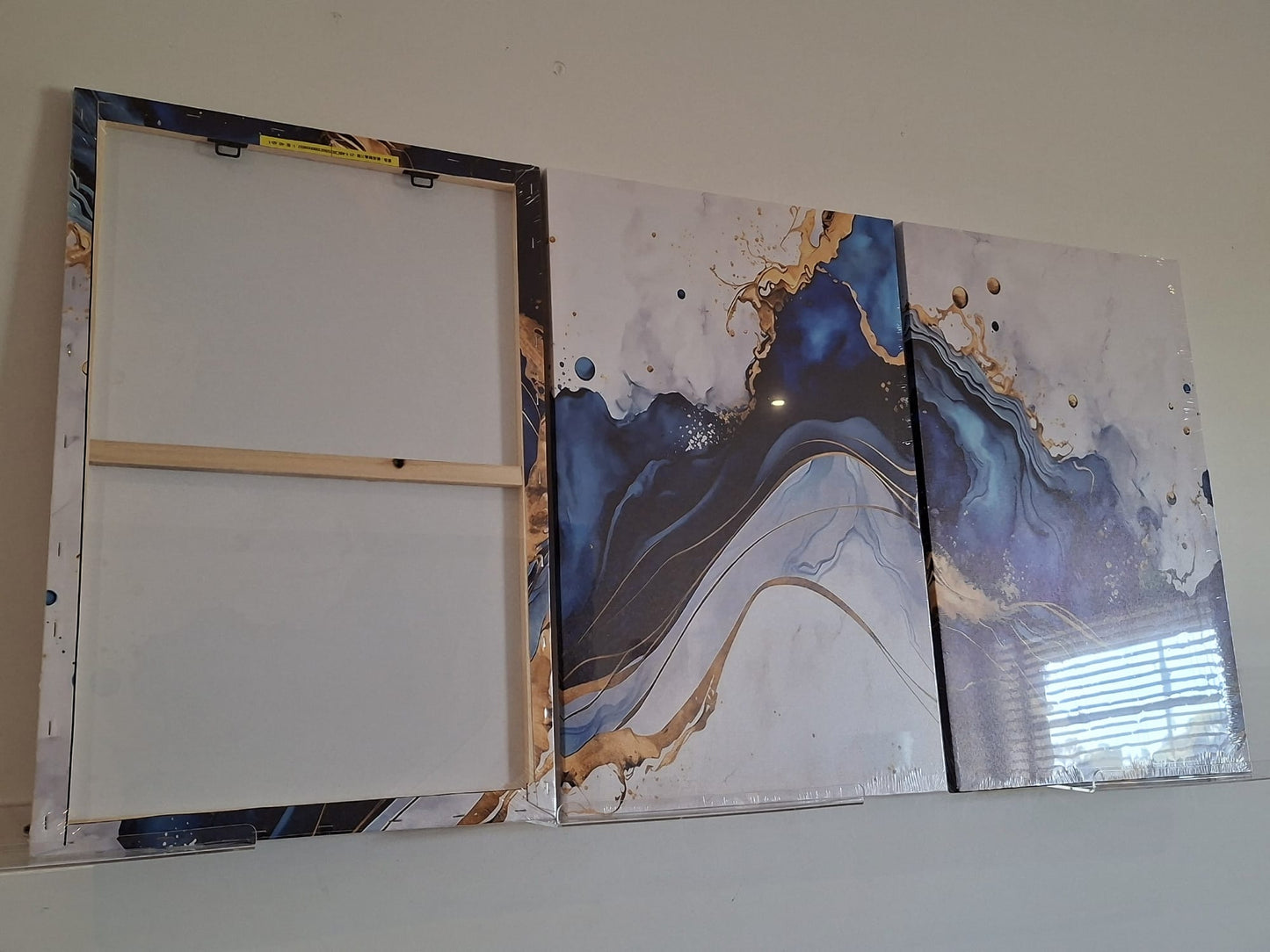 Blue & Gold Abstract Marble Wall Art Set