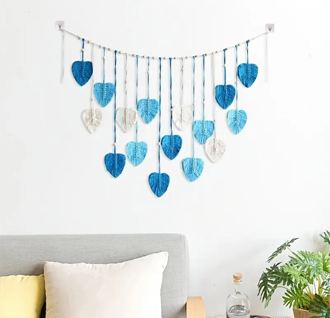 Bohemian Handmade Macramé Leaf Wall Hanging – Tassel Décor
