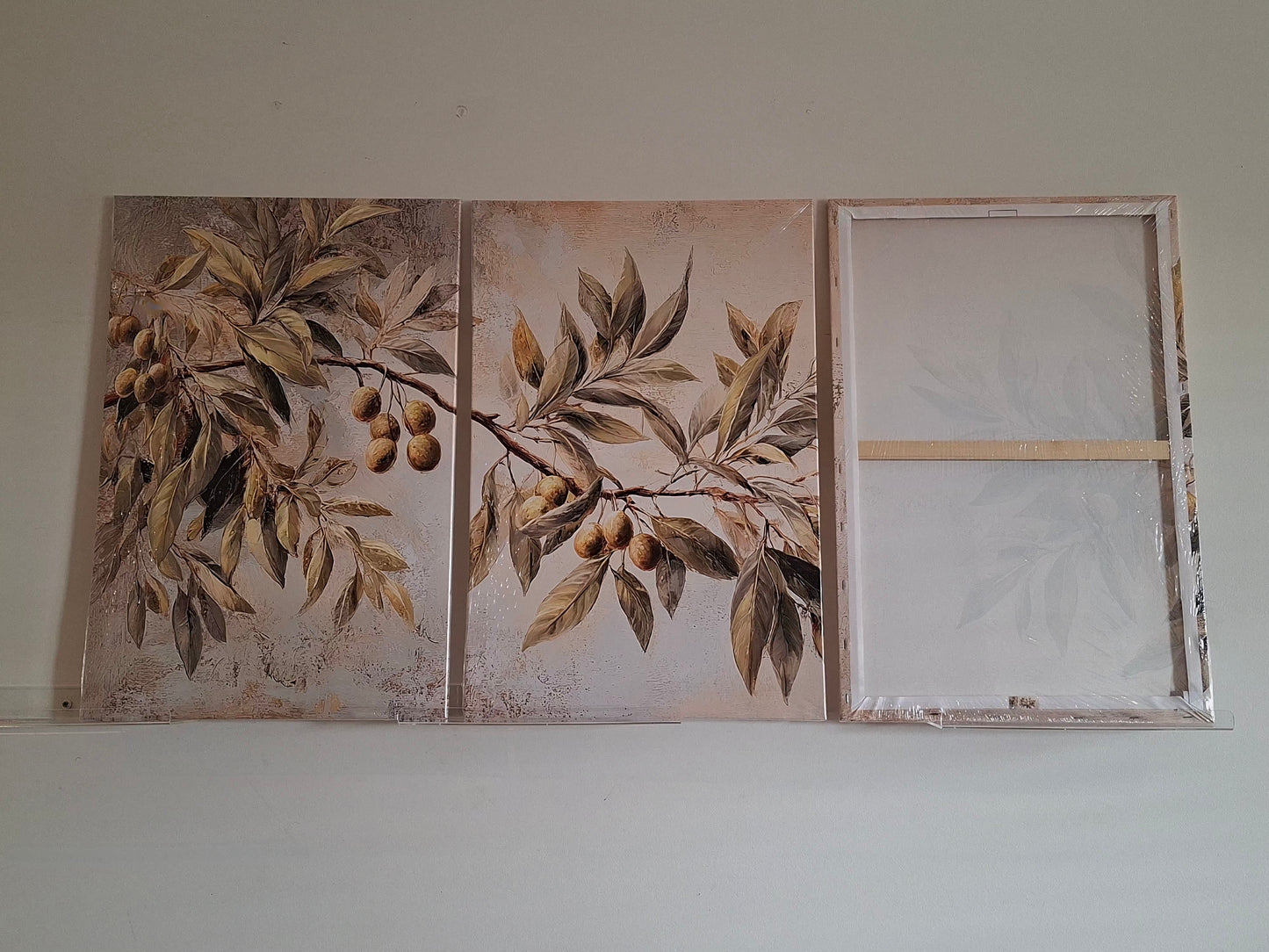 Rustic Olive Branch Canvas Wall Art Set