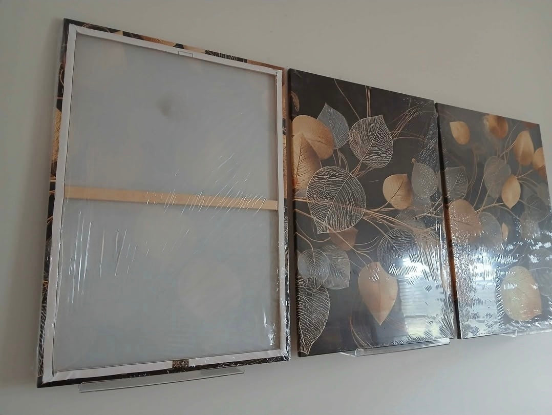 Golden Leaf Modern Abstract Canvas Wall Art