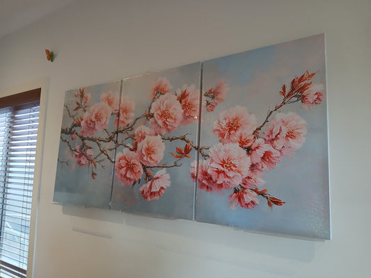 Cherry Blossom Canvas Print Wall Art 3pcs Set