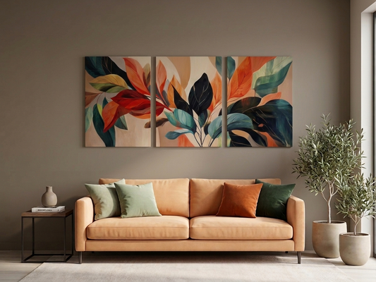 Abstract Bohemian Canvas Wall Art Set – Modern Seasonal Décor