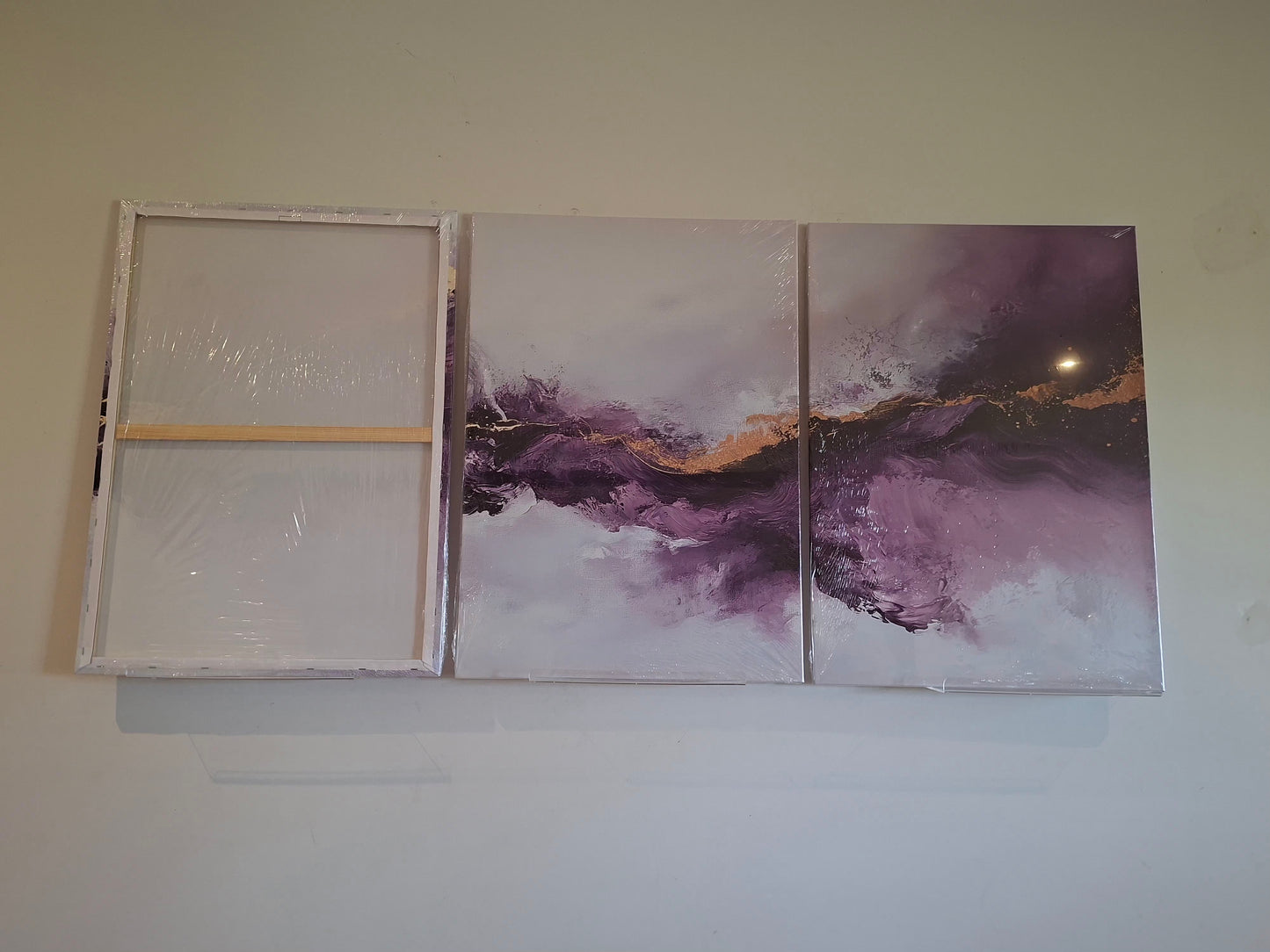 Purple & Gold Abstract Wall Art Set