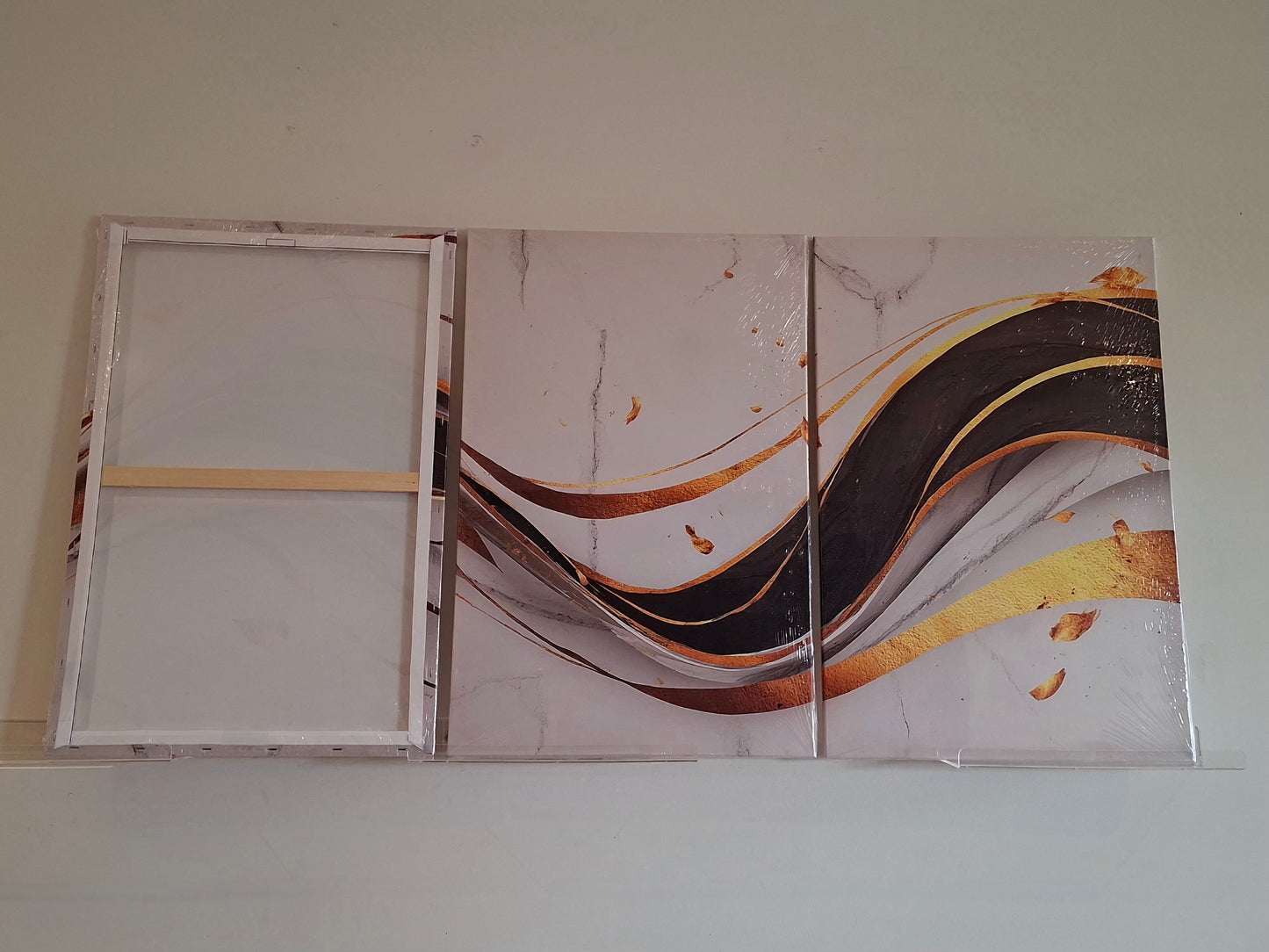 Gold Marble Wave Abstract Canvas Wall Art Set