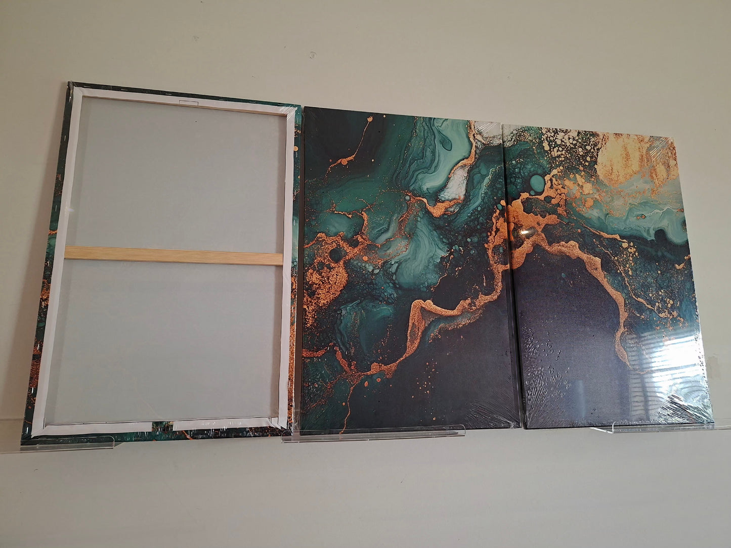 Green Fluid Abstract Canvas Wall Art Set
