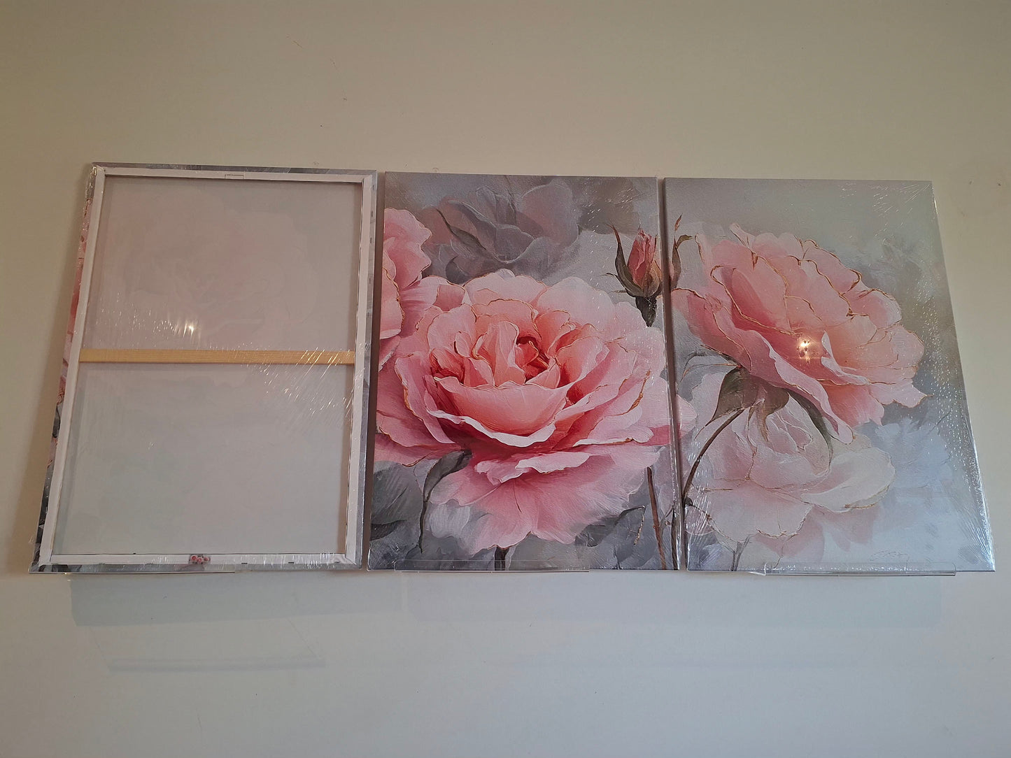 Pink Roses Canvas Wall Art Set