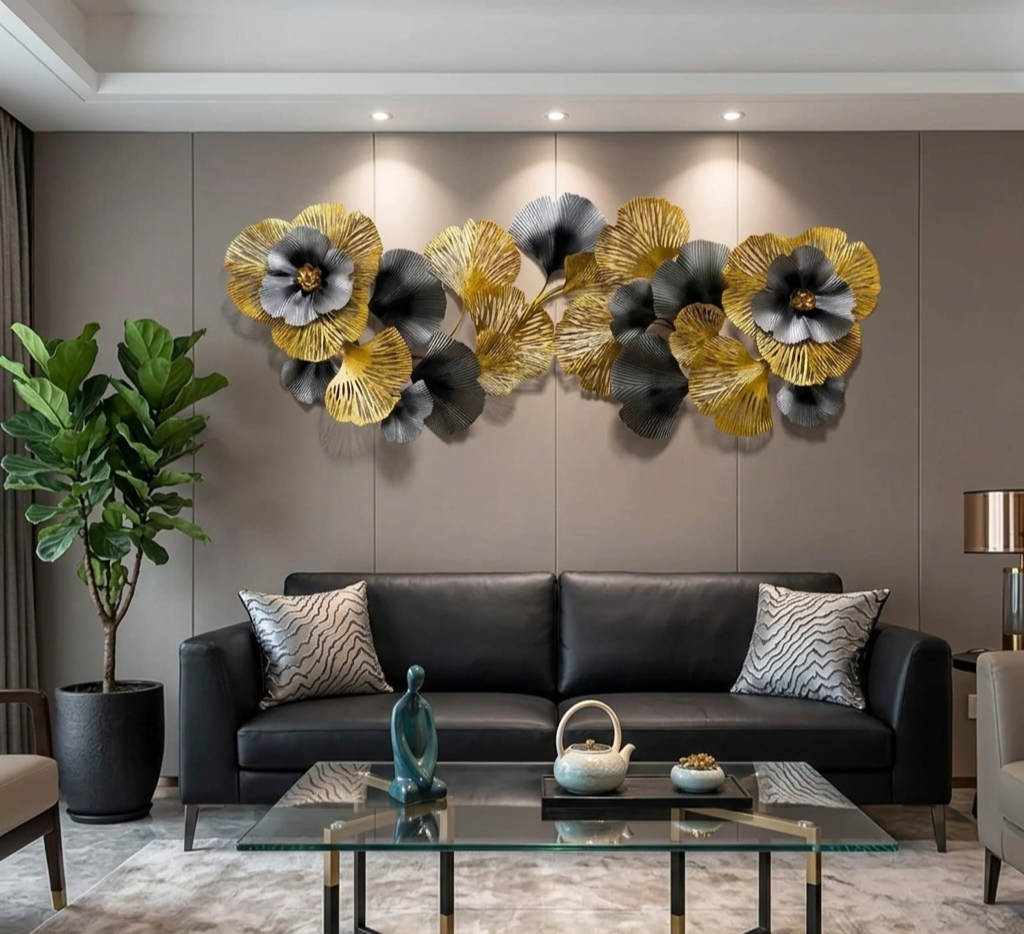 Light Luxury Ginkgo Leaf Wall Decoration – 145×55 cm