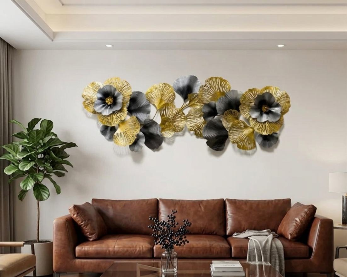 Light Luxury Ginkgo Leaf Wall Decoration – 145×55 cm
