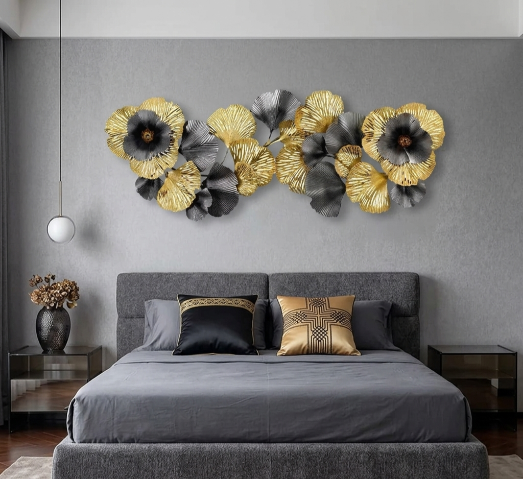 Light Luxury Ginkgo Leaf Wall Decoration – 145×55 cm