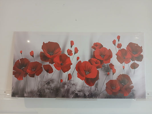 1pc Modern Floral Print - Red Poppy Canvas Wall Art