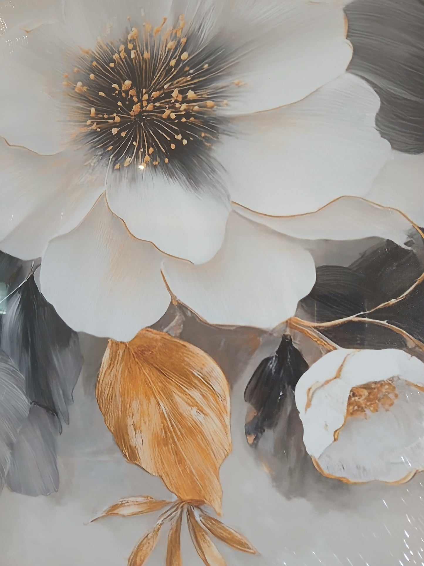 Black, White & Gold Floral Wall Art - 3pcs Set