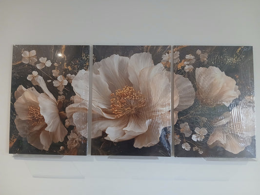 Gold Accent Modern Floral Canvas Print Wall Art