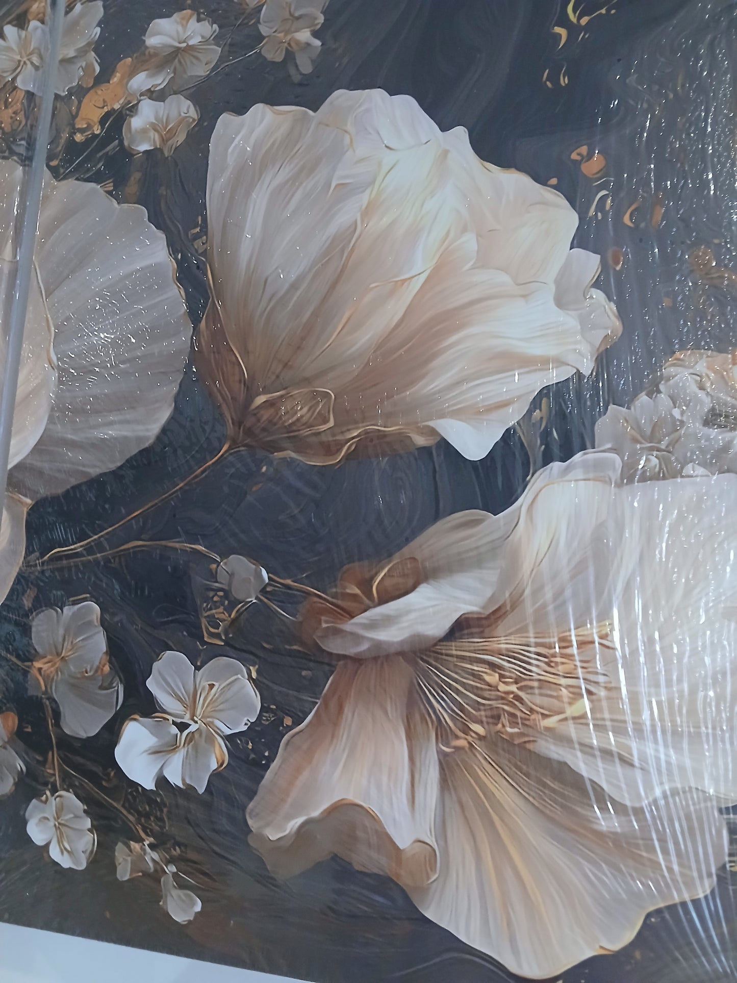 Gold Accent Modern Floral Canvas Print Wall Art