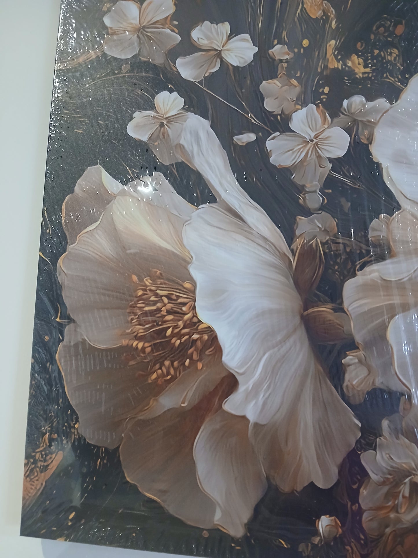Gold Accent Modern Floral Canvas Print Wall Art