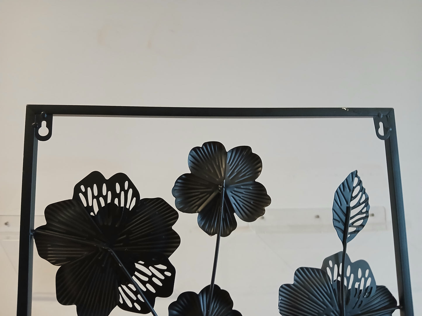 Black, White & Gold Metal Floral Wall Art