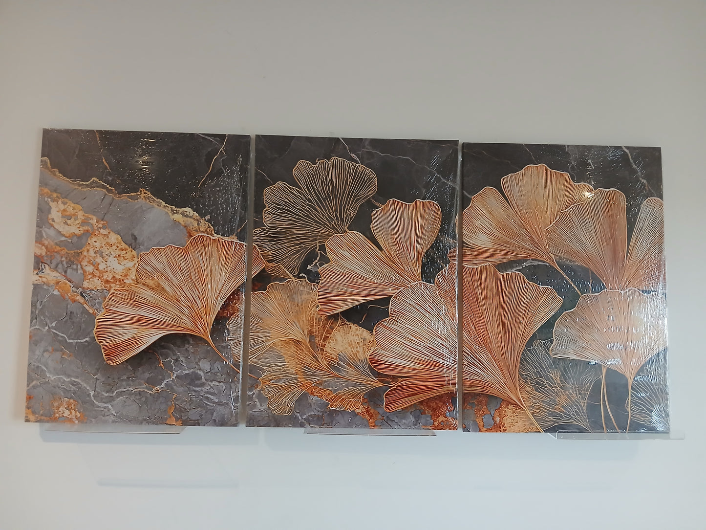 Black & Gold Ginkgo Leaves Canvas Print Wall Art