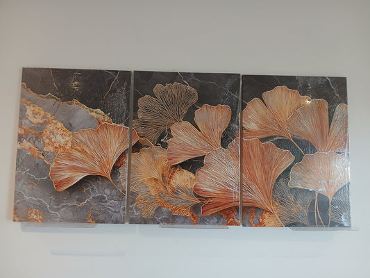 Black & Gold Ginkgo Leaves Canvas Print Wall Art