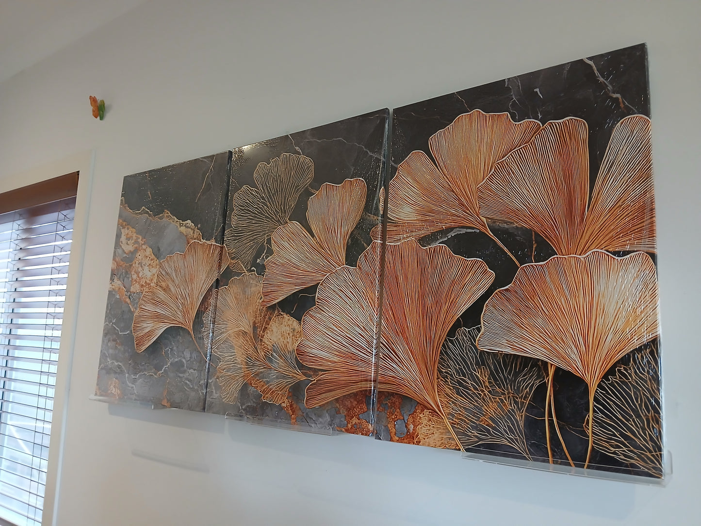Black & Gold Ginkgo Leaves Canvas Print Wall Art
