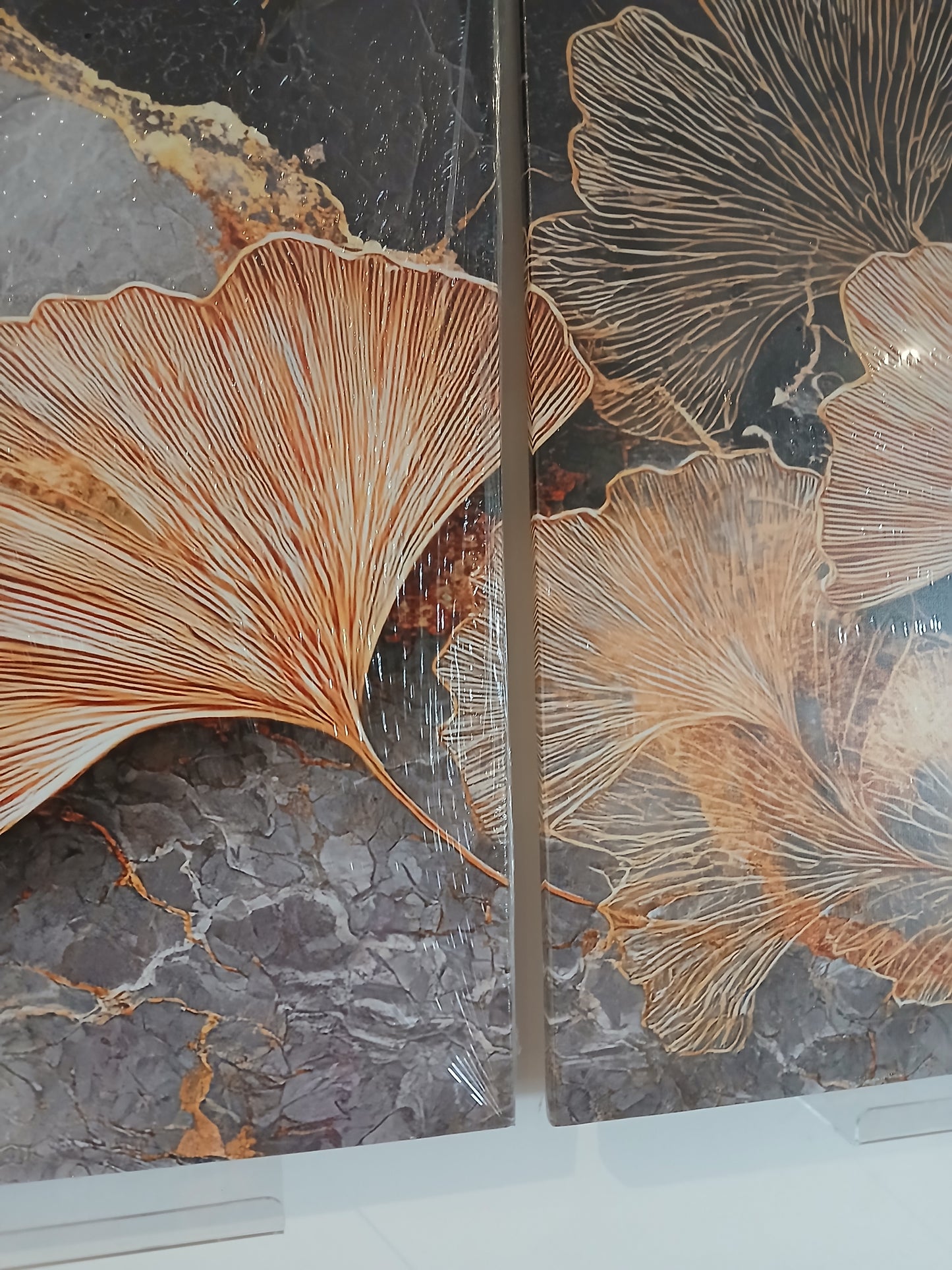 Black & Gold Ginkgo Leaves Canvas Print Wall Art