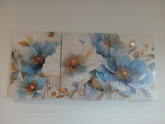 Soft Blue Floral Canvas Print Wall Art