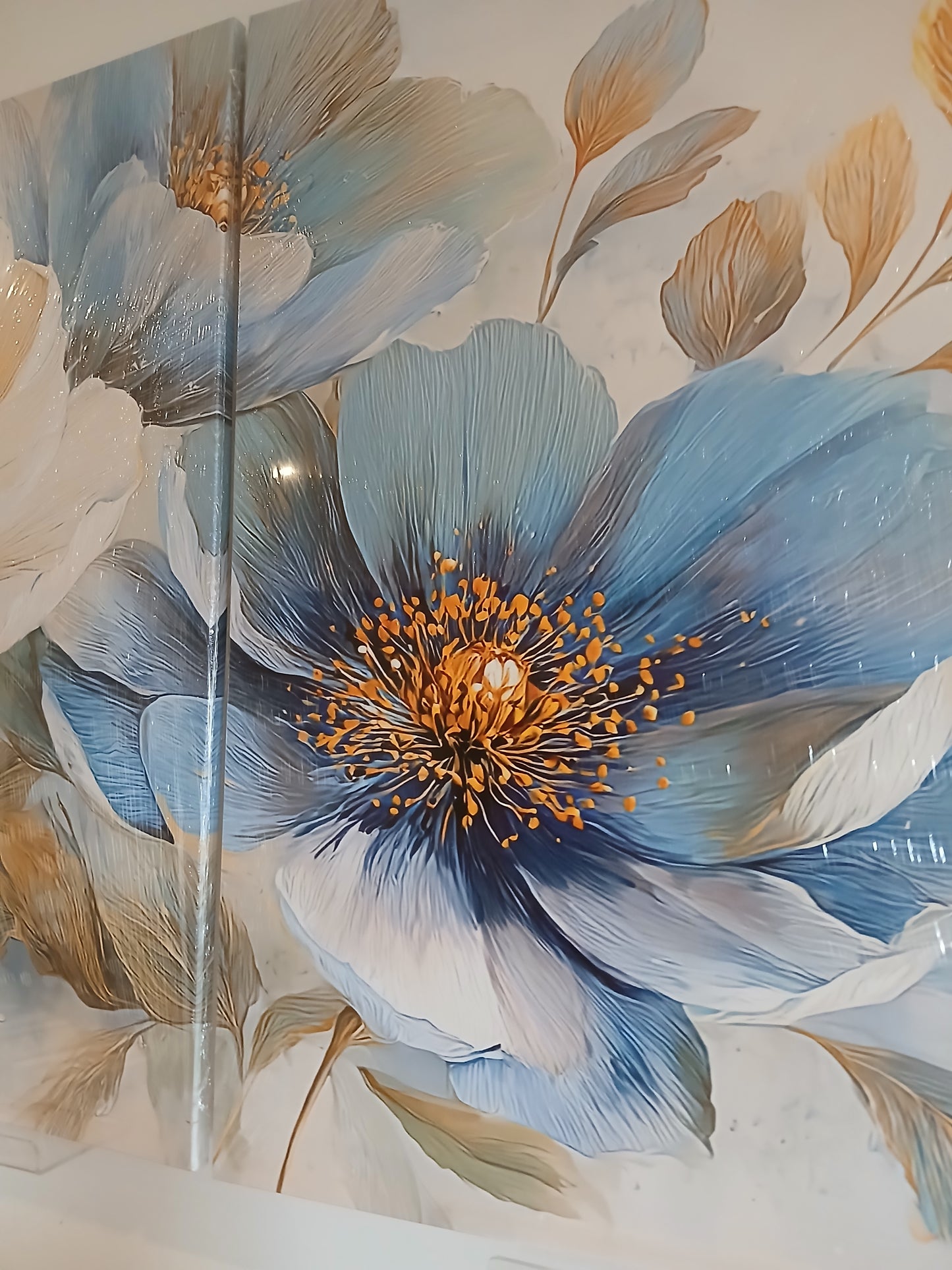 Soft Blue Floral Canvas Print Wall Art