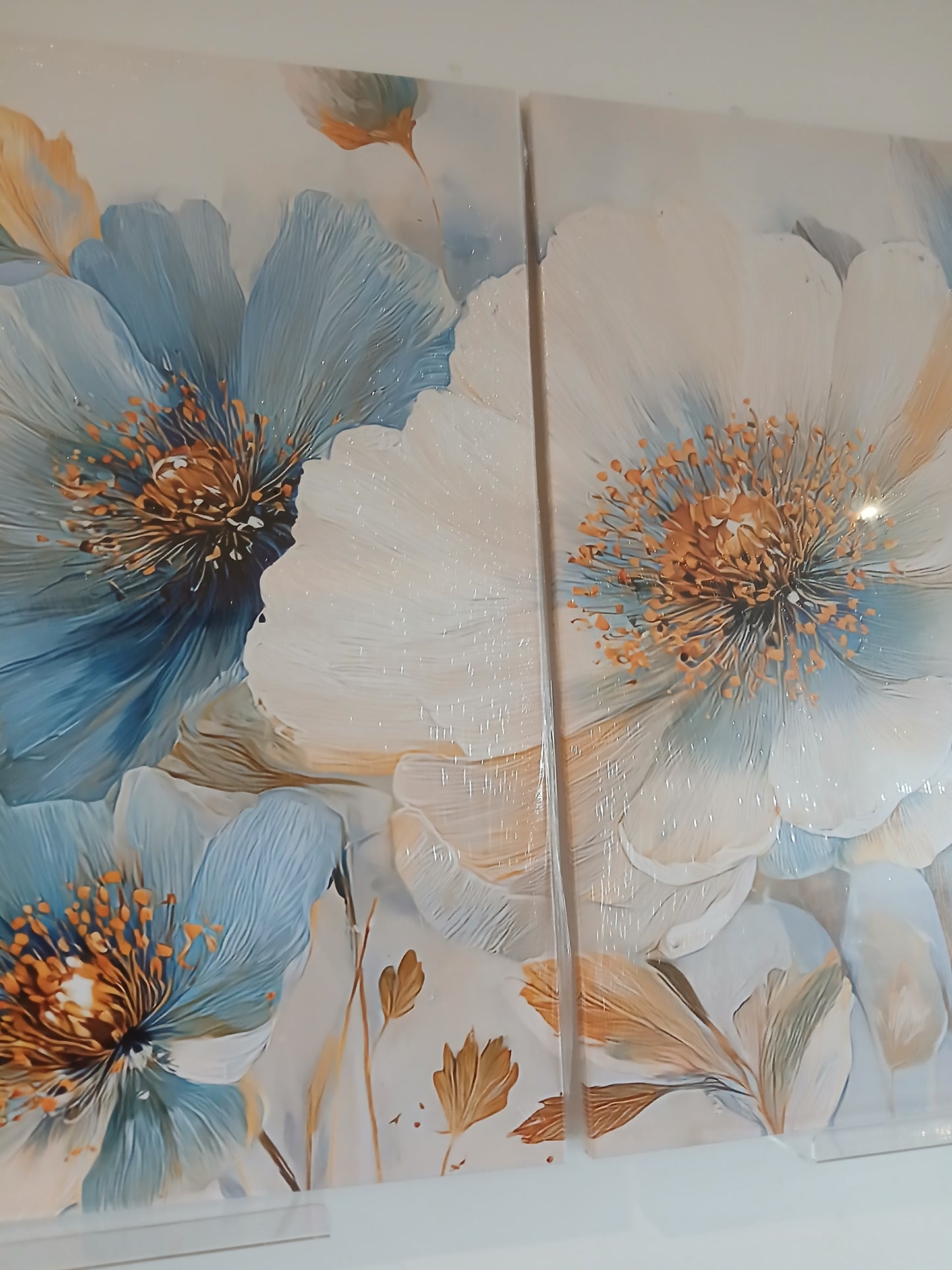 Soft Blue Floral Canvas Print Wall Art