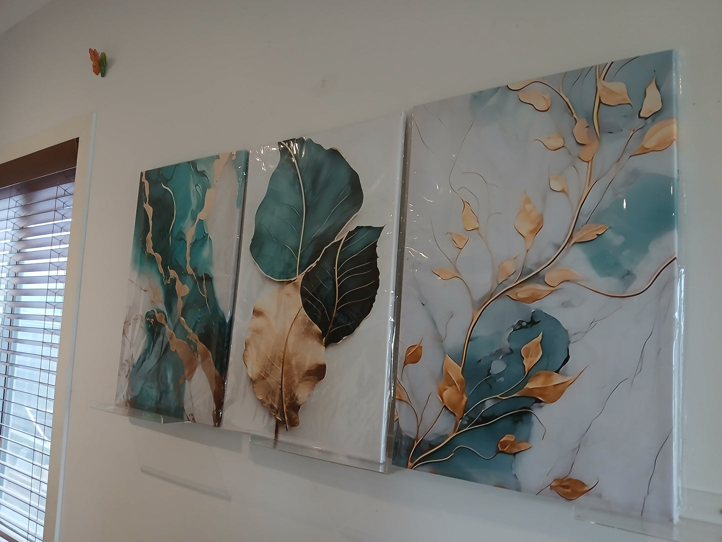Abstract Floral Marble Green & Gold Canvas Prints Wall Art