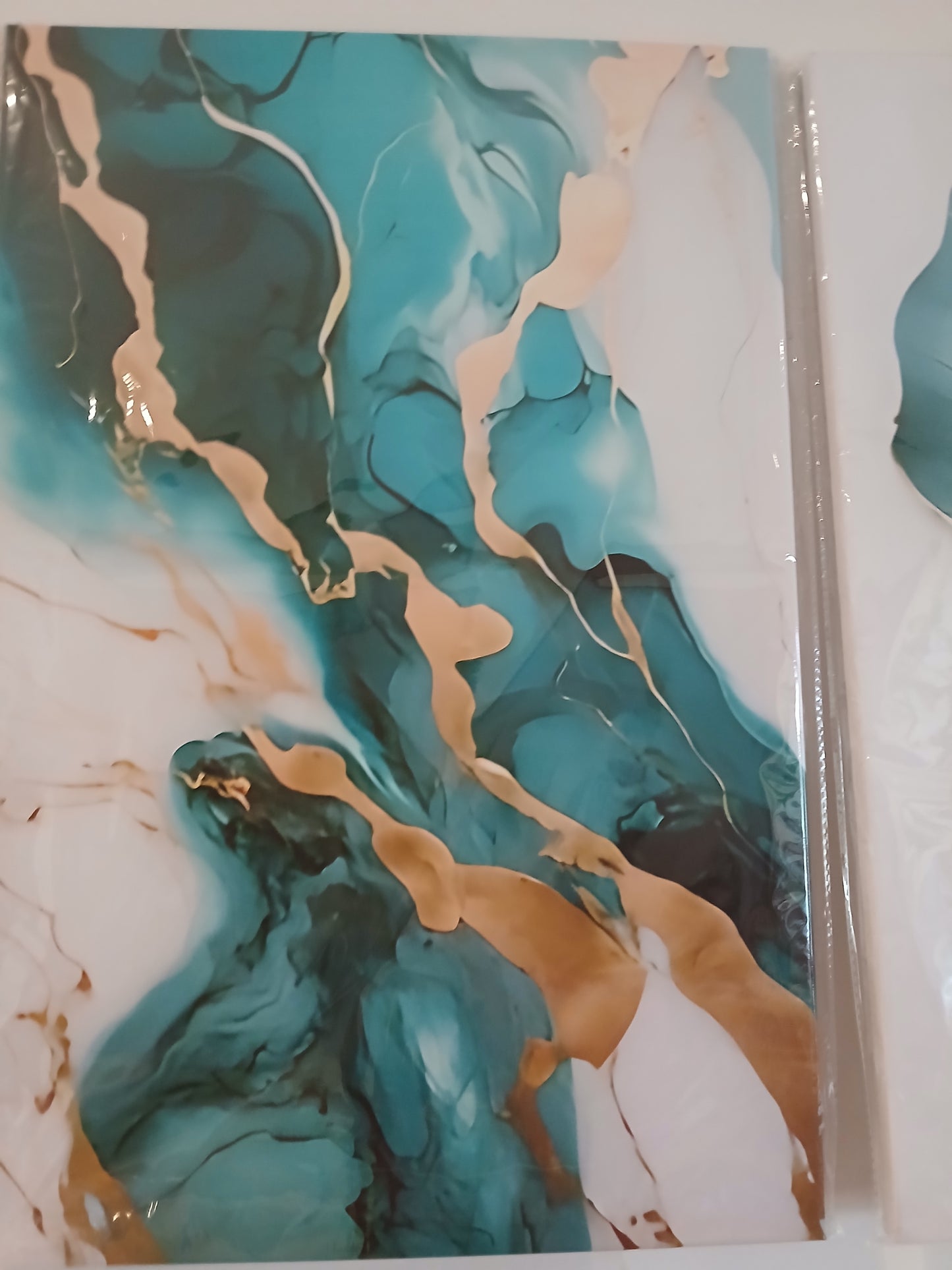 Abstract Floral Marble Green & Gold Canvas Prints Wall Art