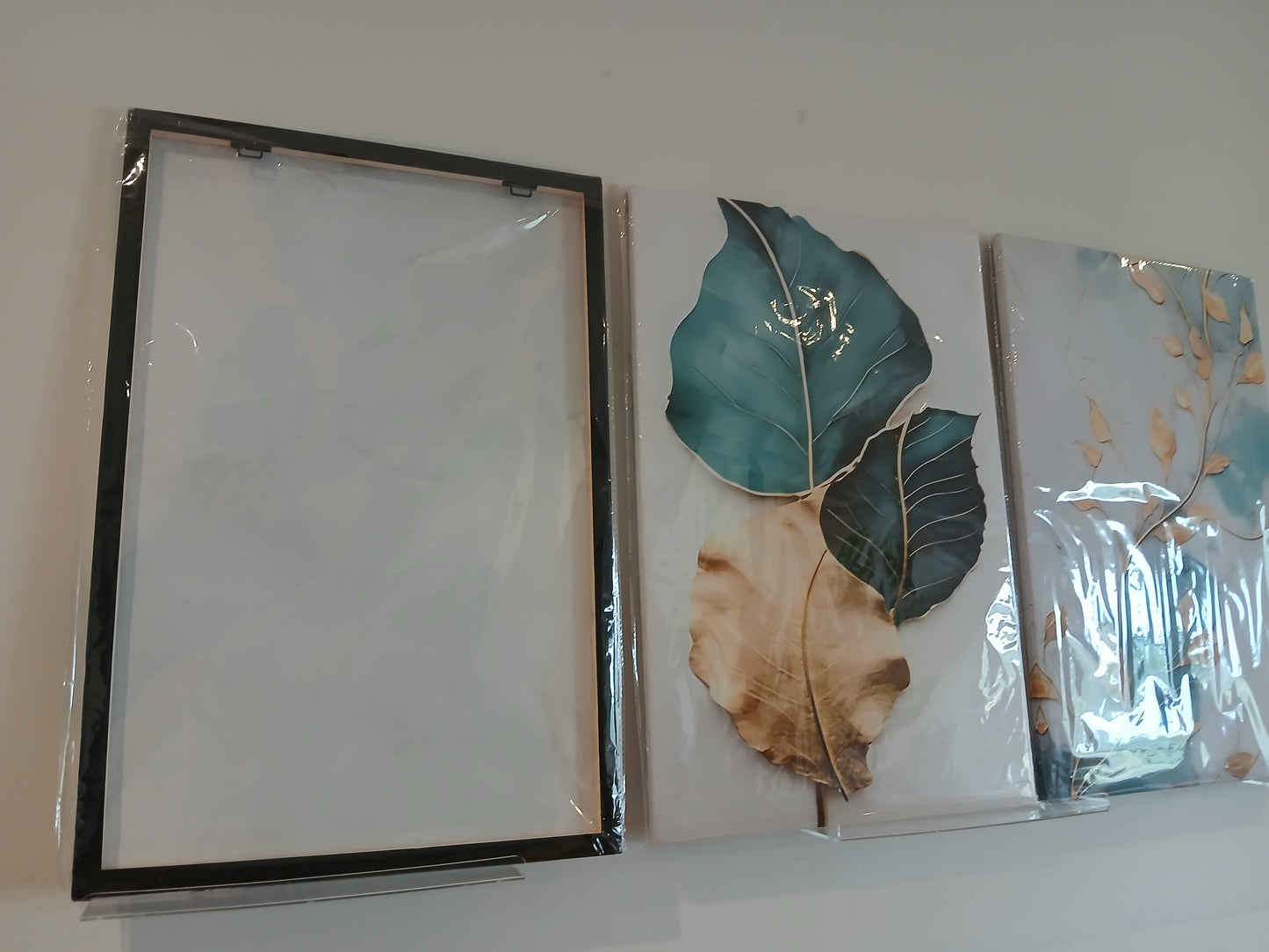 Abstract Floral Marble Green & Gold Canvas Prints Wall Art