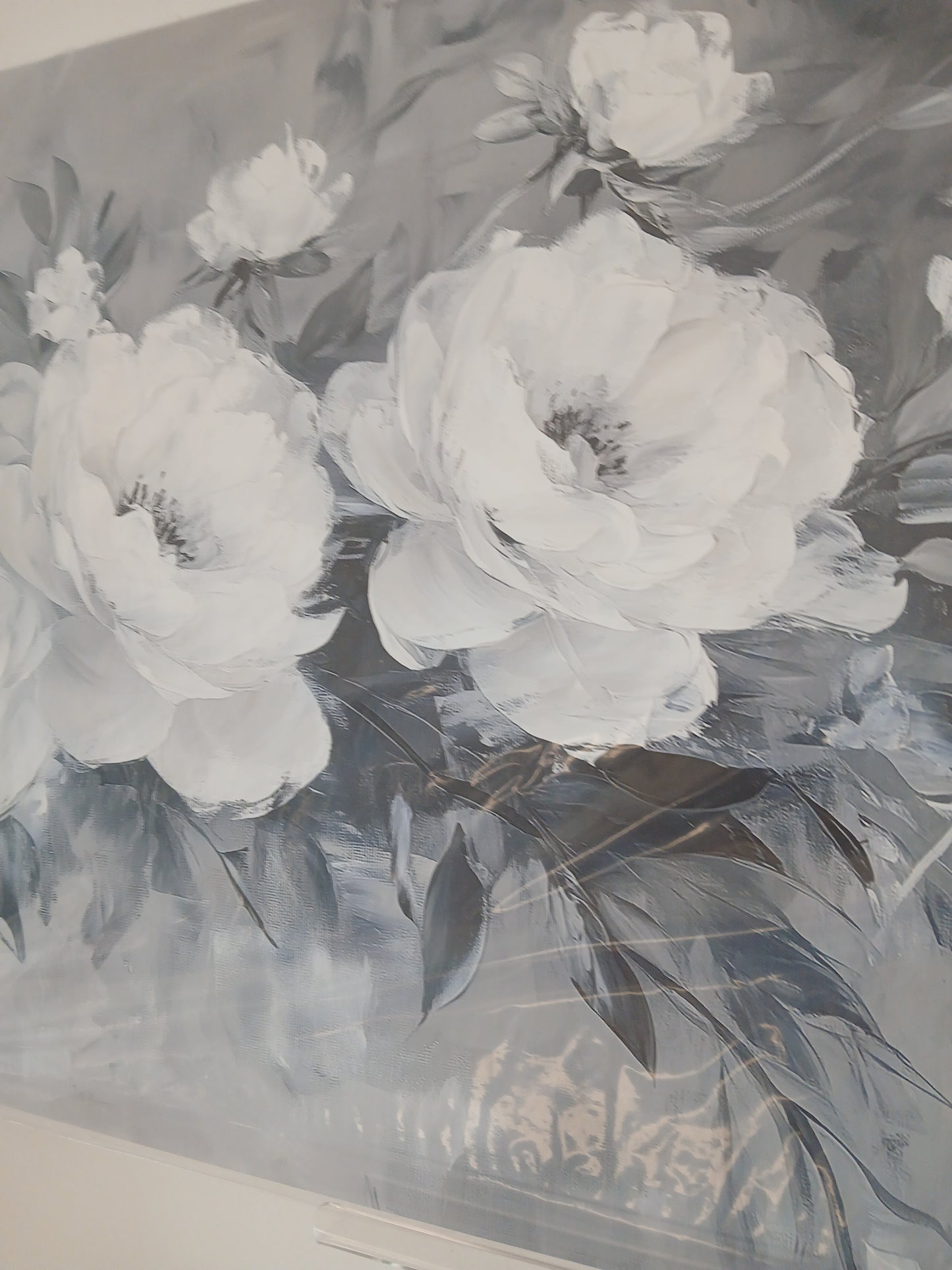 Blooming Rose Design in Black And White Tones Canvas Print