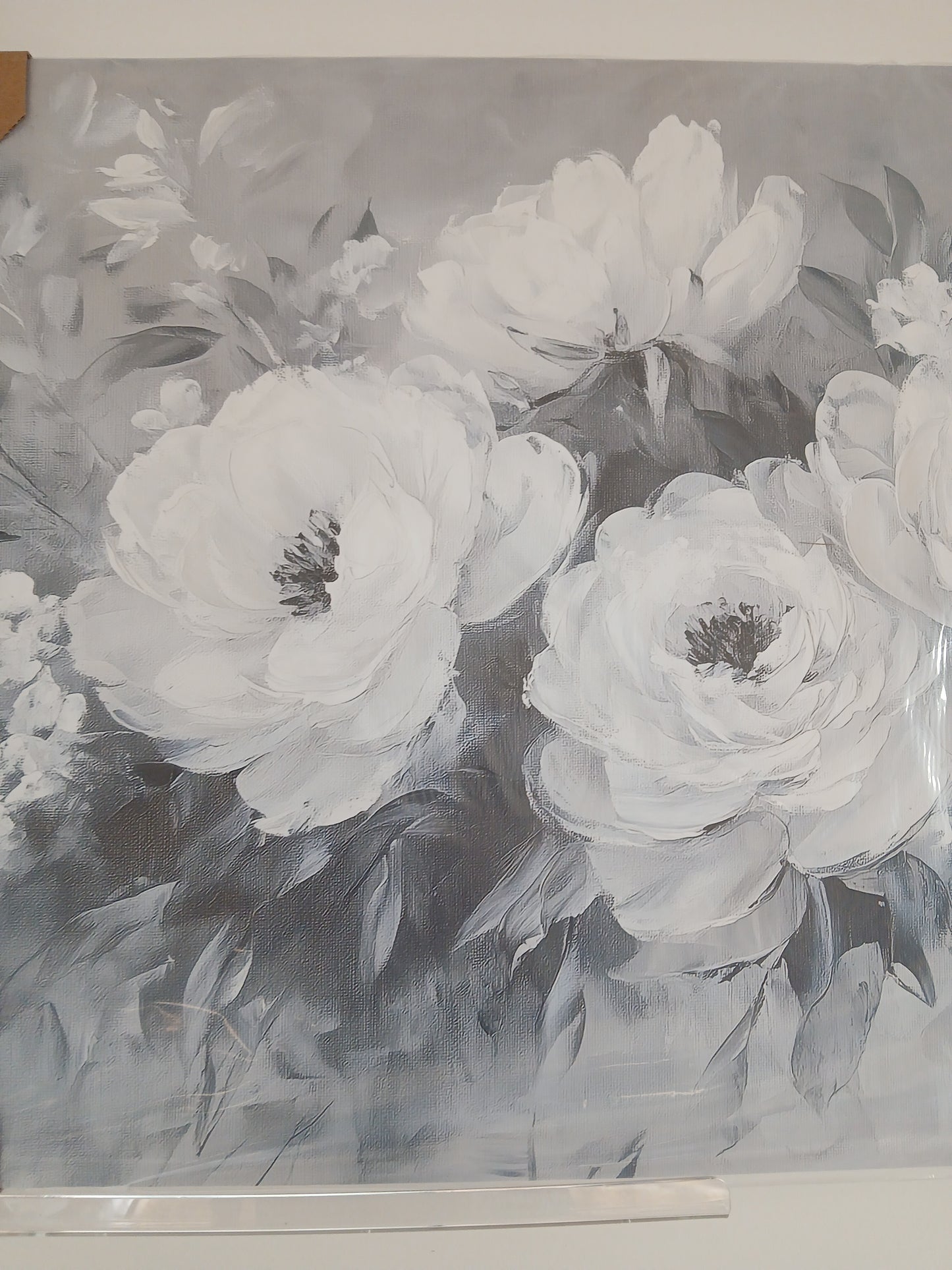 Blooming Rose Design in Black And White Tones Canvas Print
