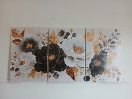 Elegant Floral Canvas Print Wall Art - 3pcs Set