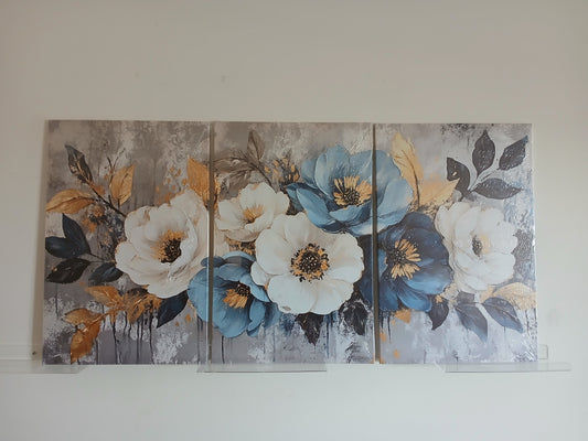 Blue Dandelion Canvas Wall Art Print 3pc Set