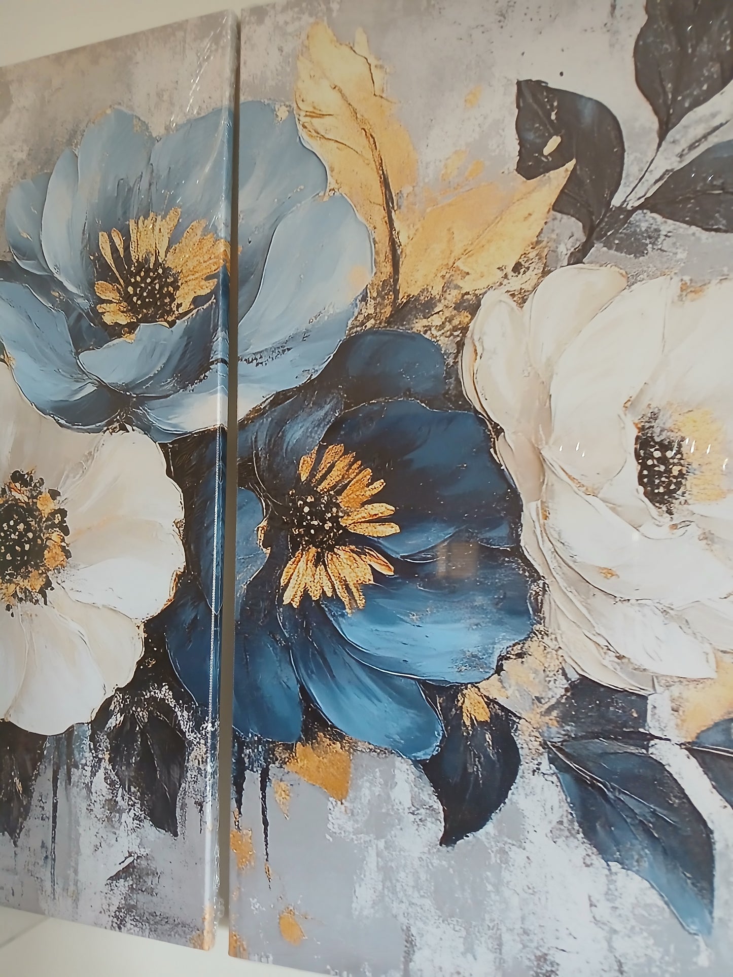 Blue Dandelion Canvas Wall Art Print 3pc Set