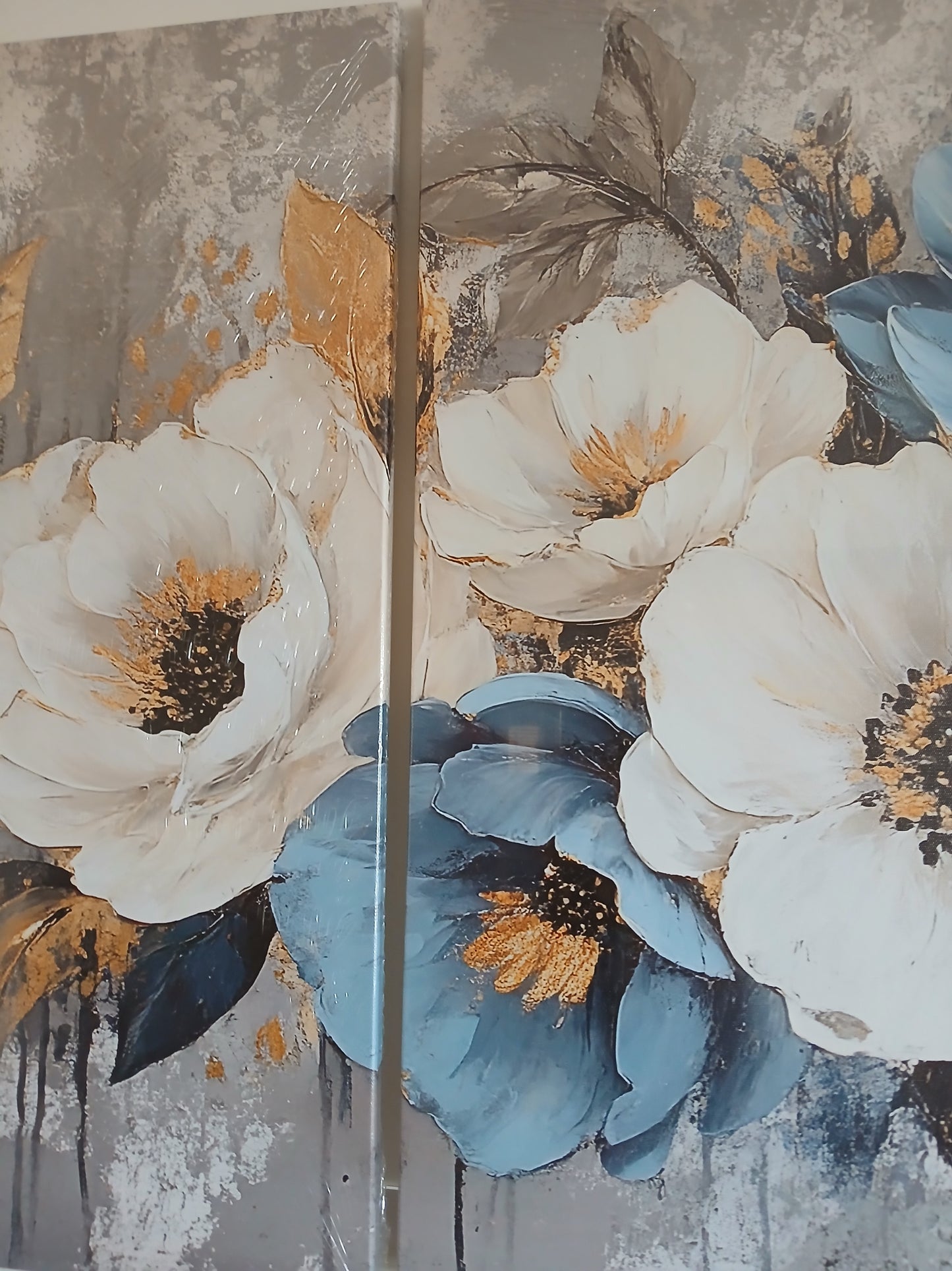 Blue Dandelion Canvas Wall Art Print 3pc Set