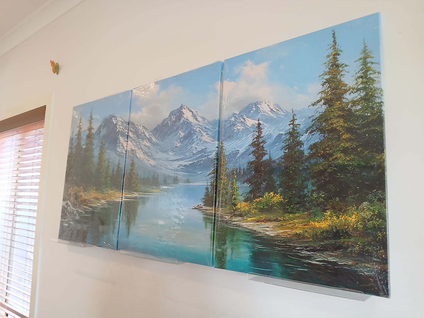 Snowy Mountain Landscape Canvas Prints with Forest Lake Scenery