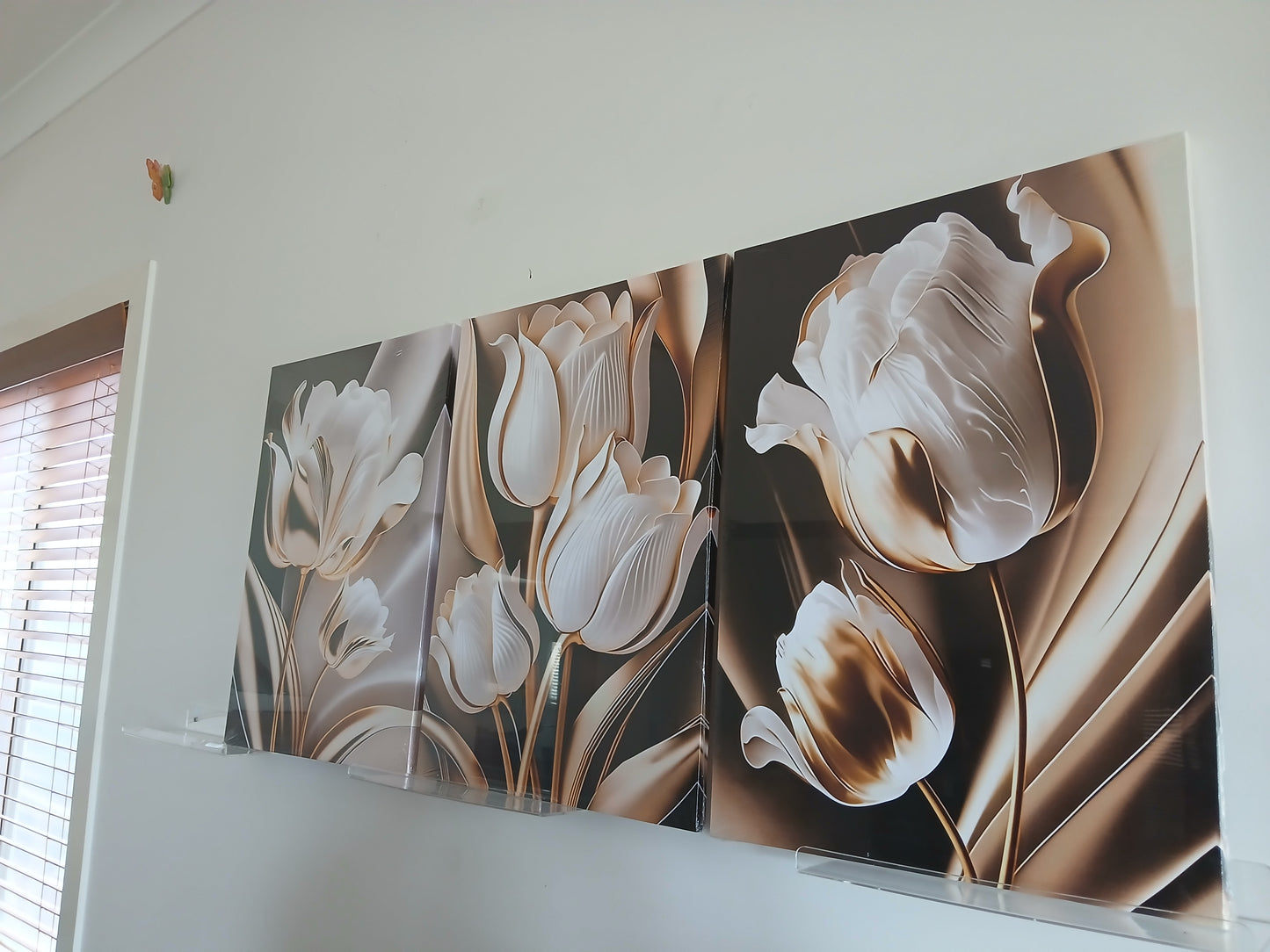 Black & Gold Classic Luxury Tulip Floral Canvas Wall Art Set