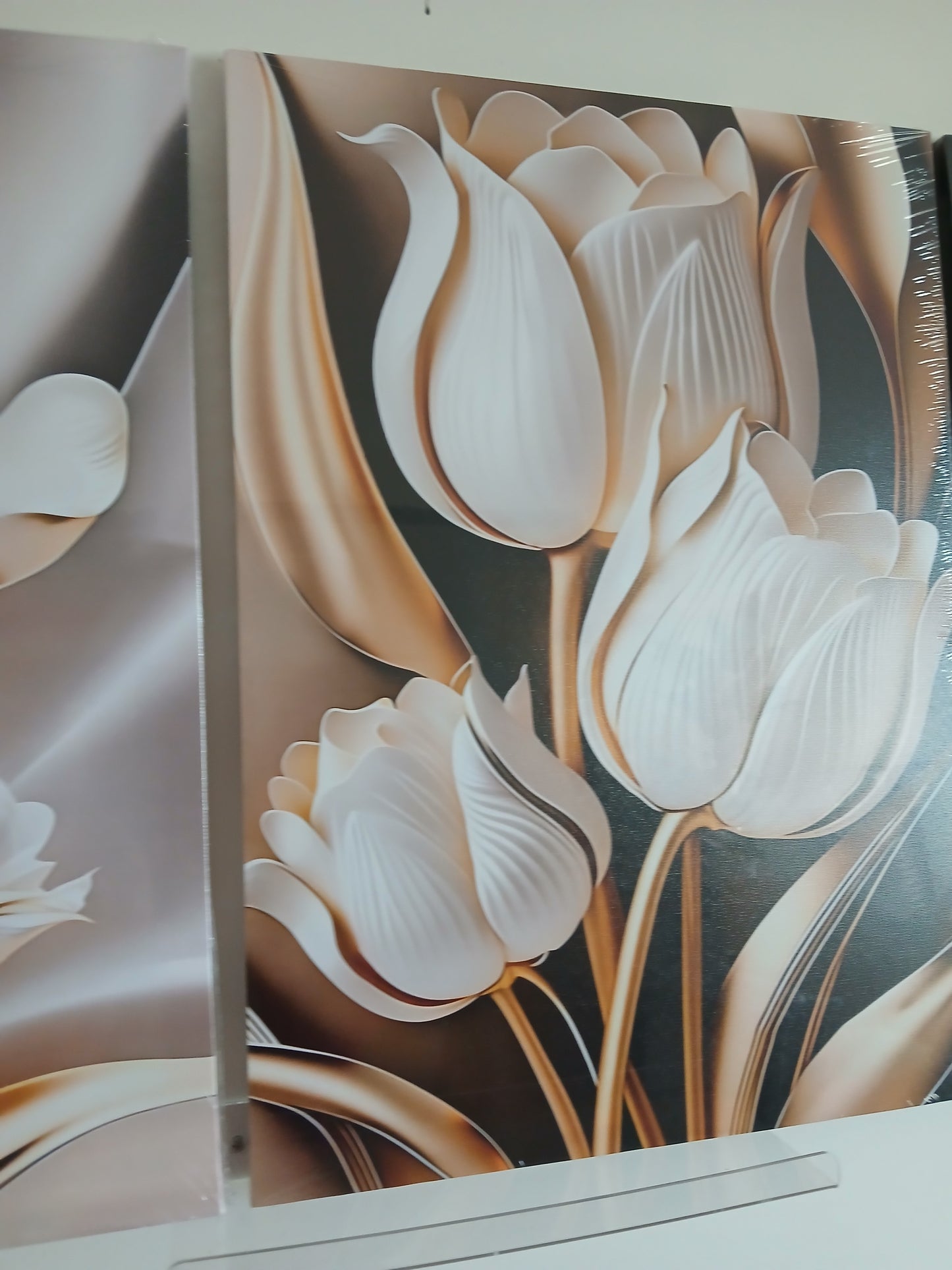 Black & Gold Classic Luxury Tulip Floral Canvas Wall Art Set