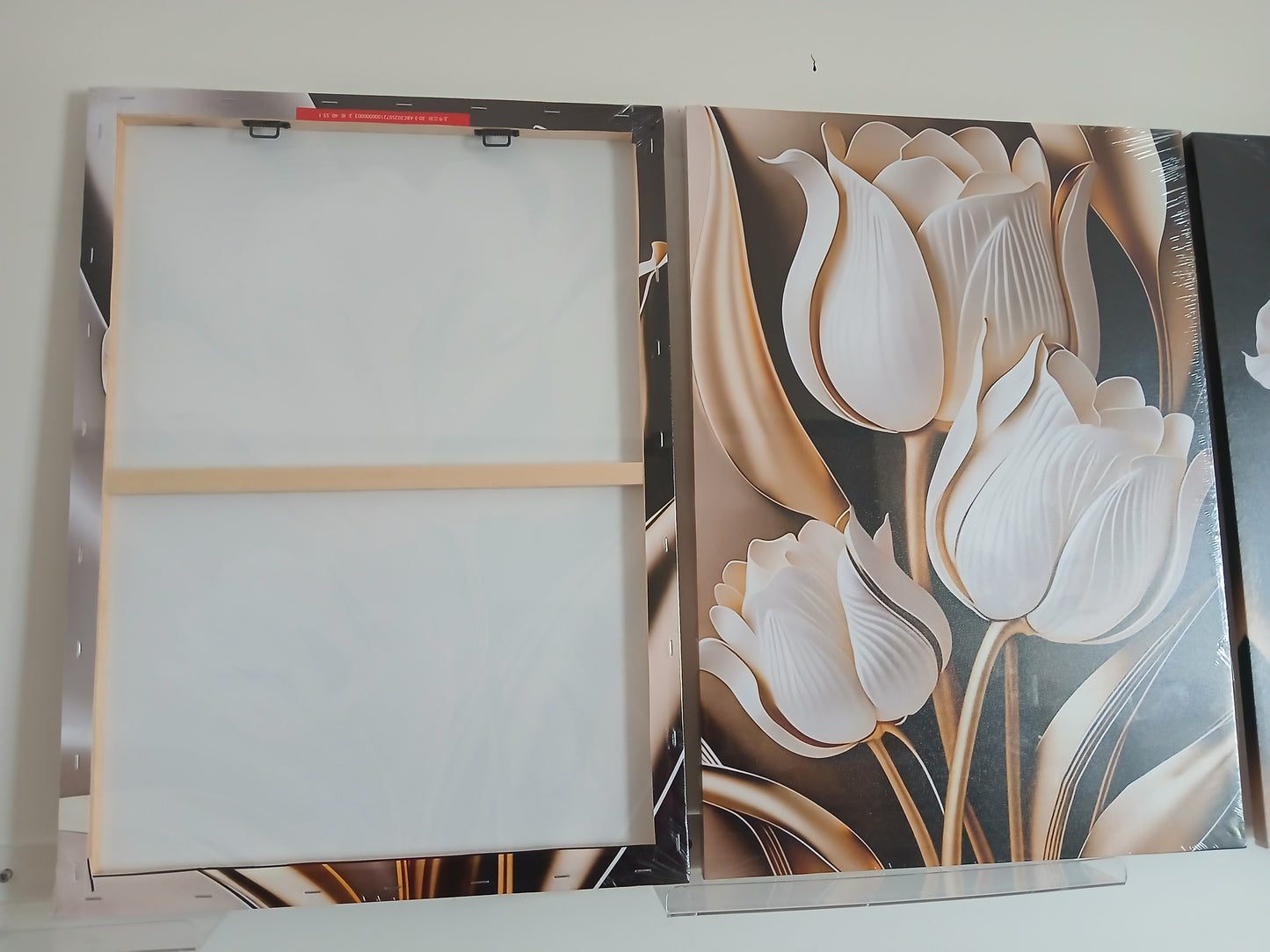 Black & Gold Classic Luxury Tulip Floral Canvas Wall Art Set