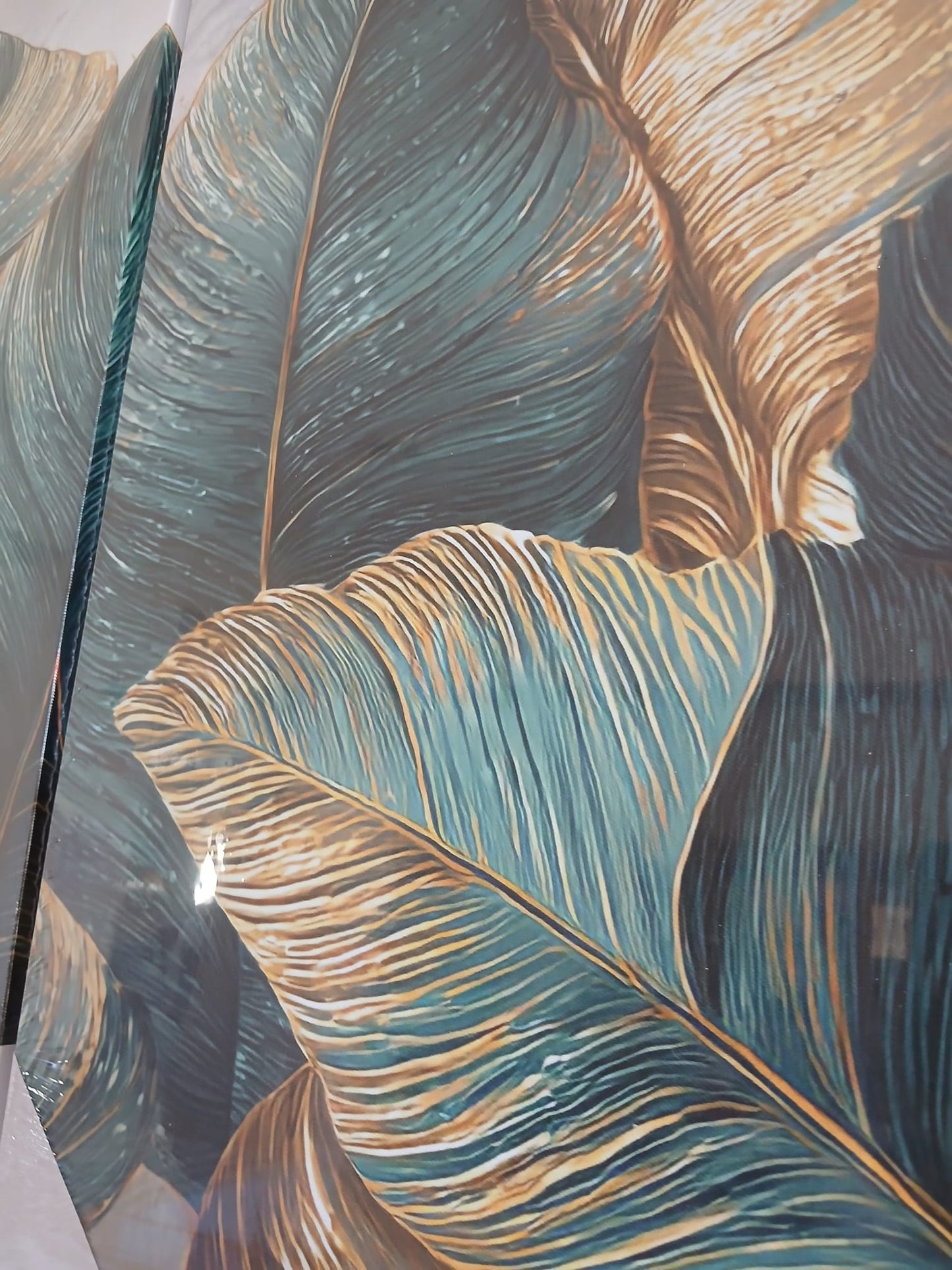Tropical Monstera & Palm Wall Art – Green & Gold Luxury Botanical Canvas Set