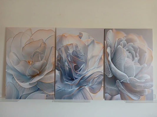 Serene Blue Flower Canvas Wall Art Set